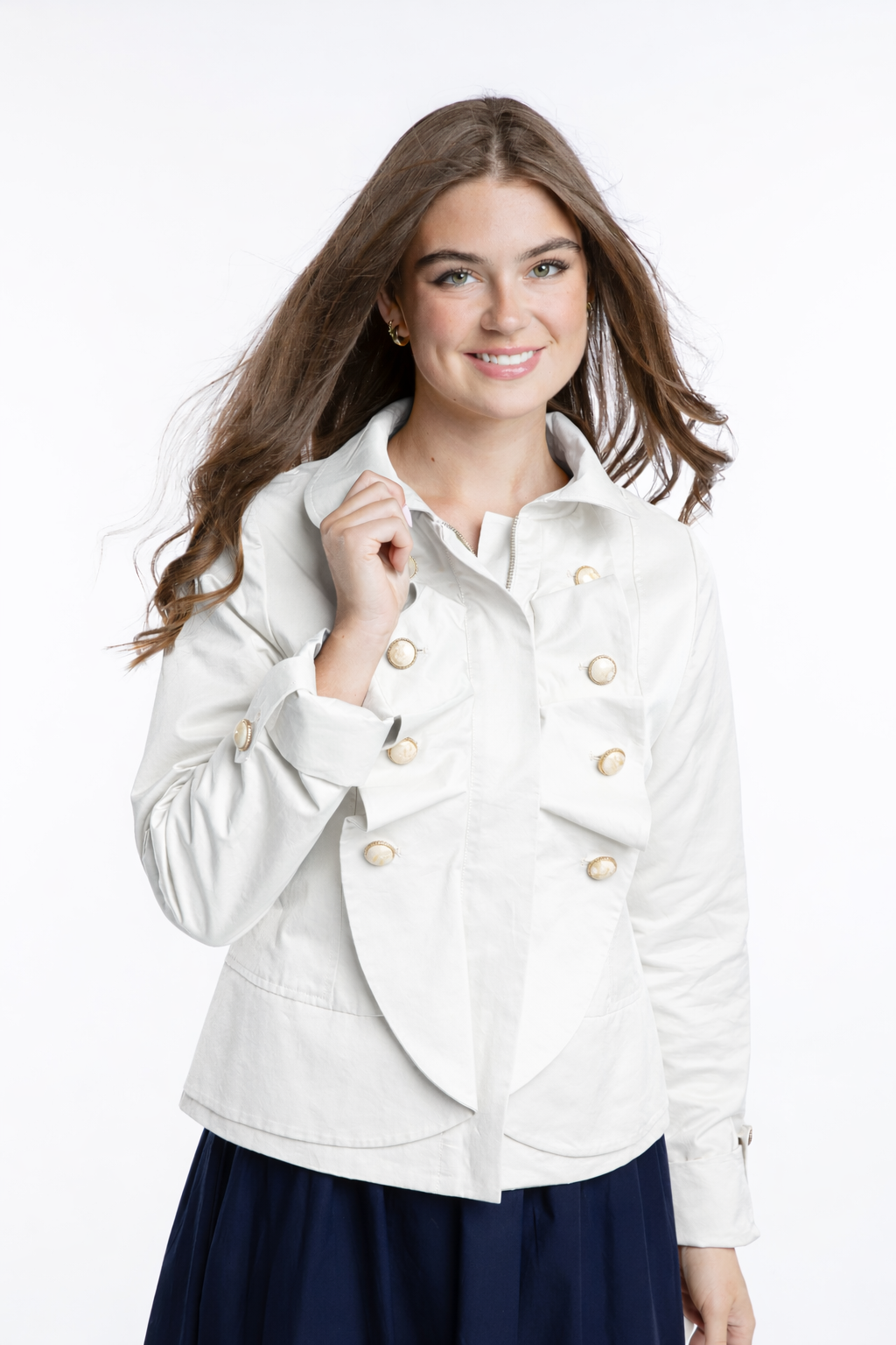 The Victoria Short Trench Coat | White | The Burgess Collection