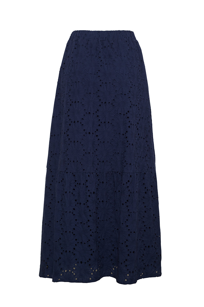 The Charlotte Eyelet Skirt | Navy Sample