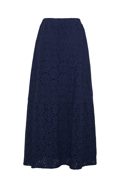 The Charlotte Eyelet Skirt | Navy Sample