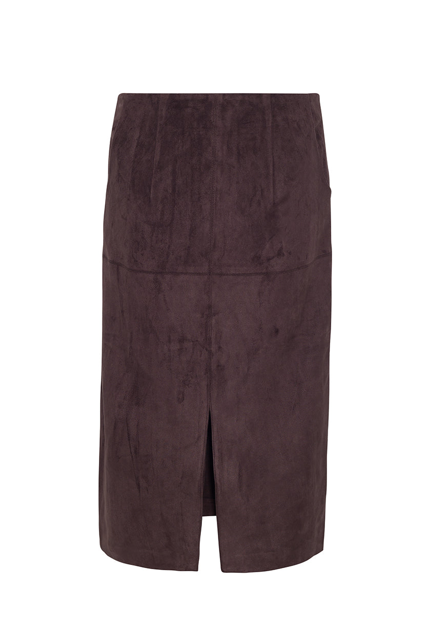 The Ava Suede Midi Skirt | Chocolate