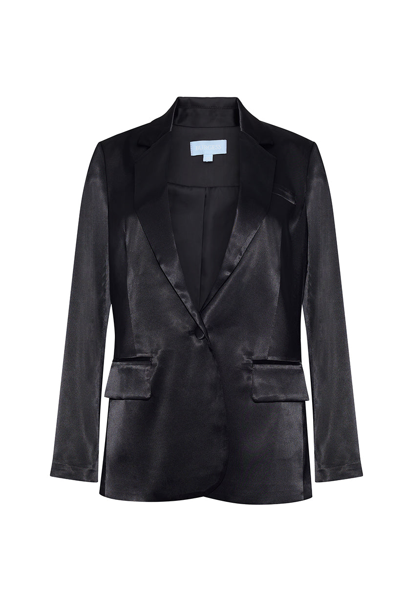The Margot Satin Blazer | Black