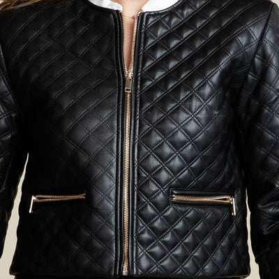 The Bentley Leather Quilted Jacket | Black