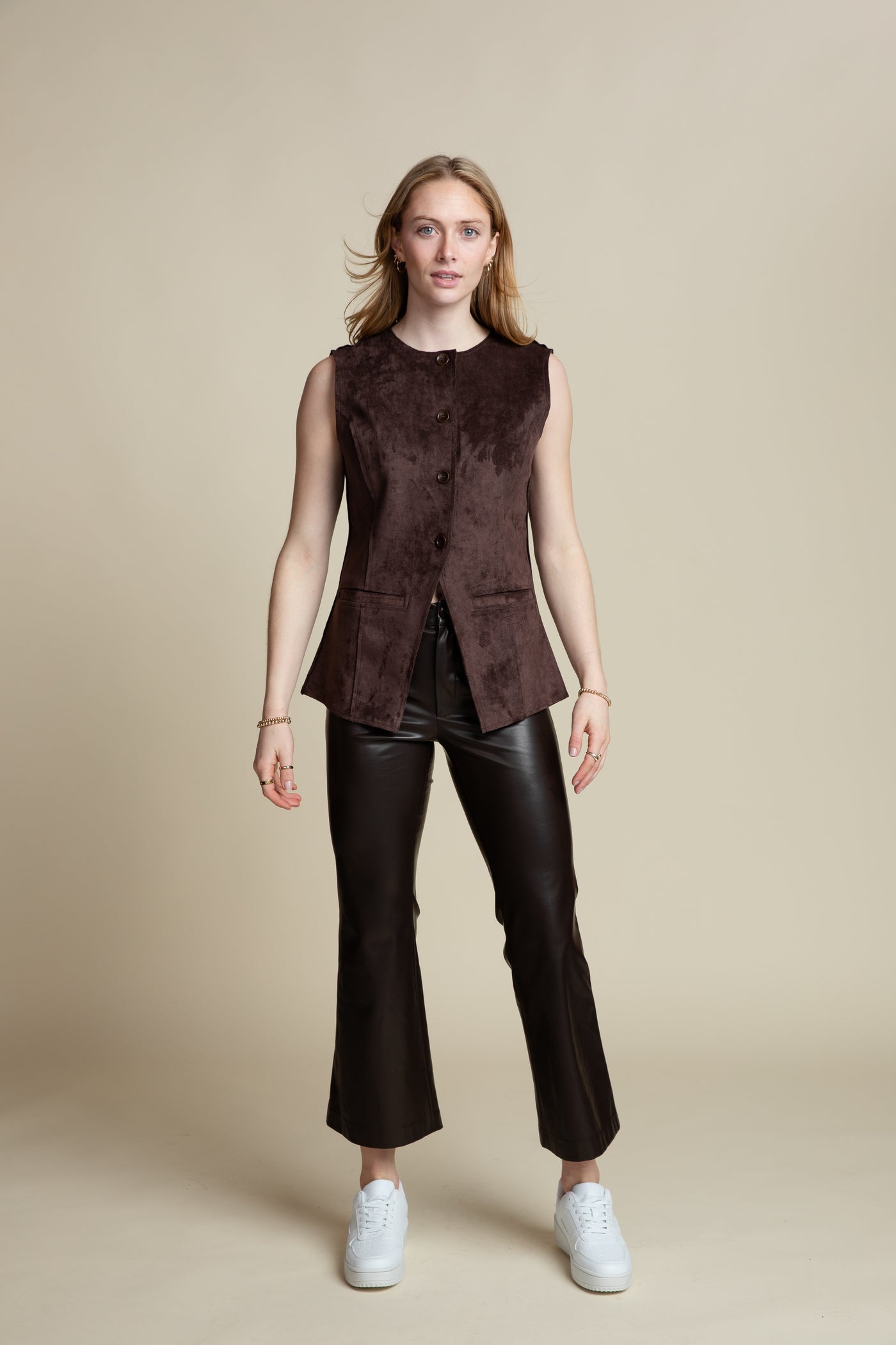 The Chloe Suede Vest | Chocolate
