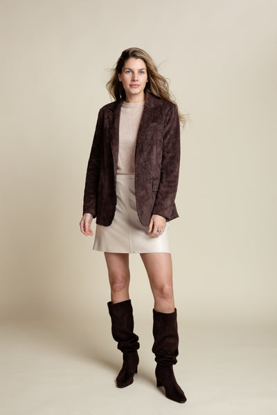 The Margot Suede Blazer | Chocolate