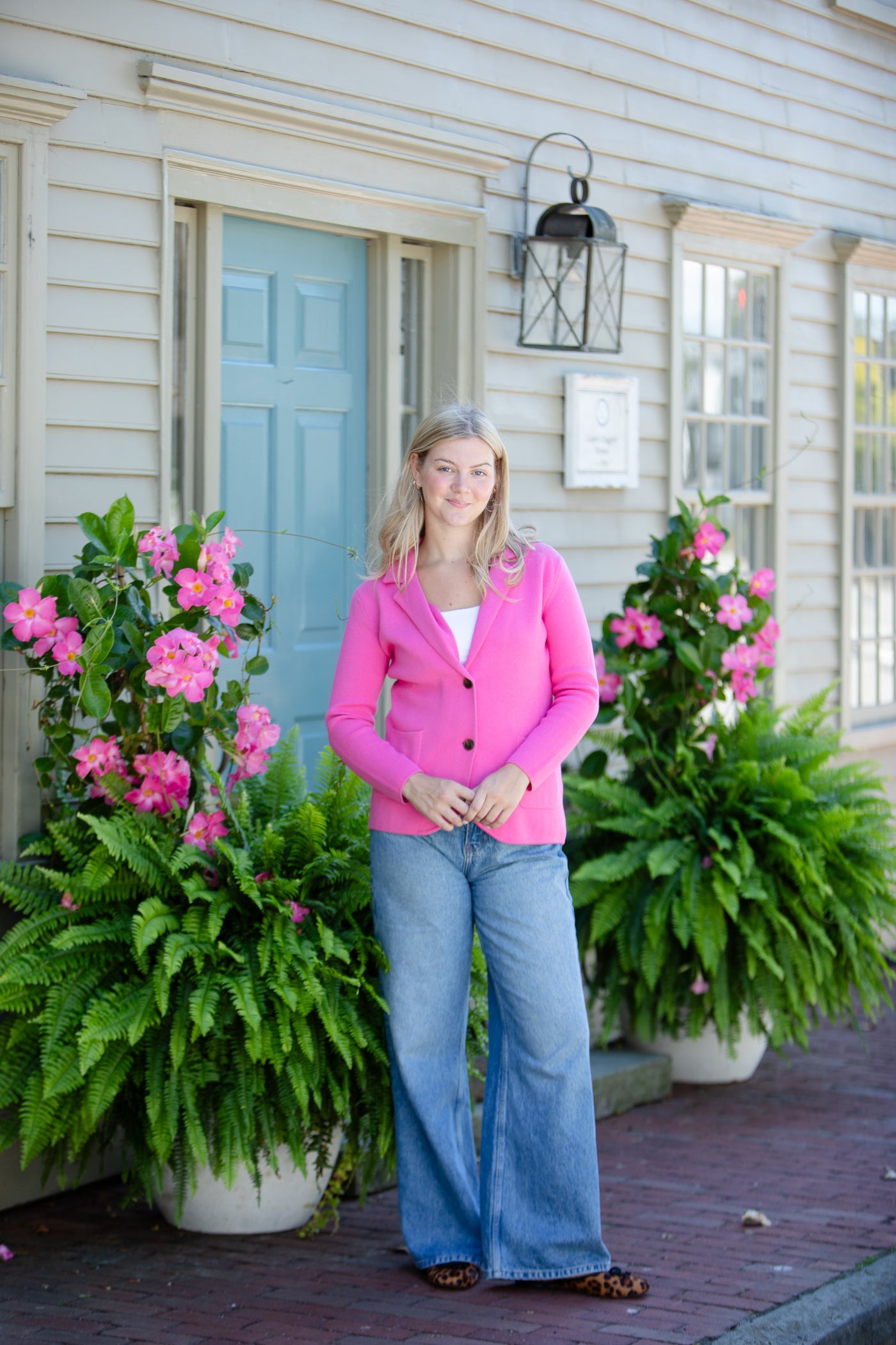 The Milly Knit Blazer| Fuchsia