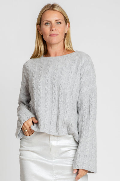 The Sadie Bell Sleeve Crew Sweater | Gray