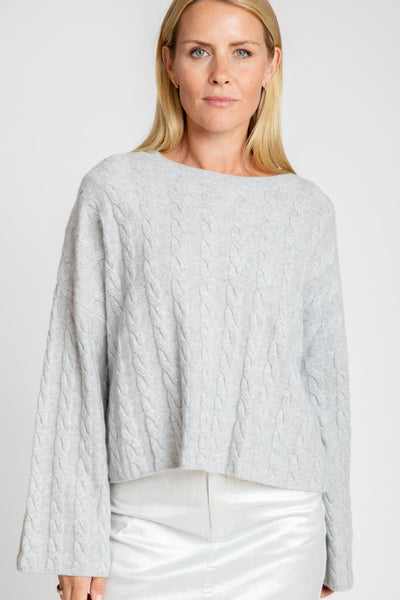 The Sadie Bell Sleeve Crew Sweater | Gray