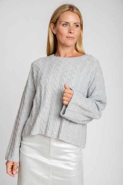 The Sadie Bell Sleeve Crew Sweater | Gray