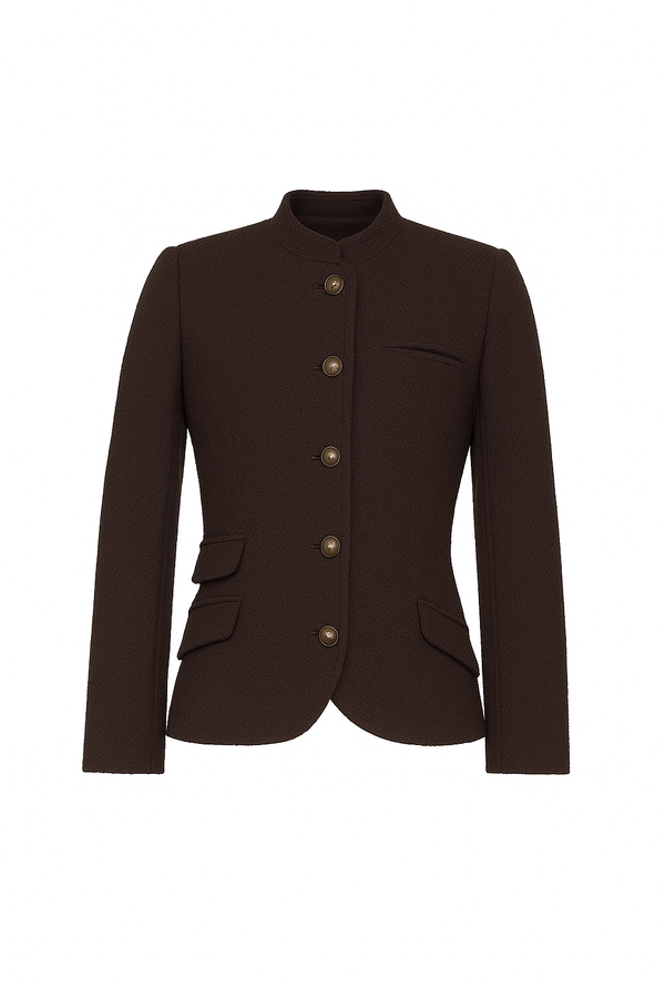 The Edie Boucle Jacket | Chocolate