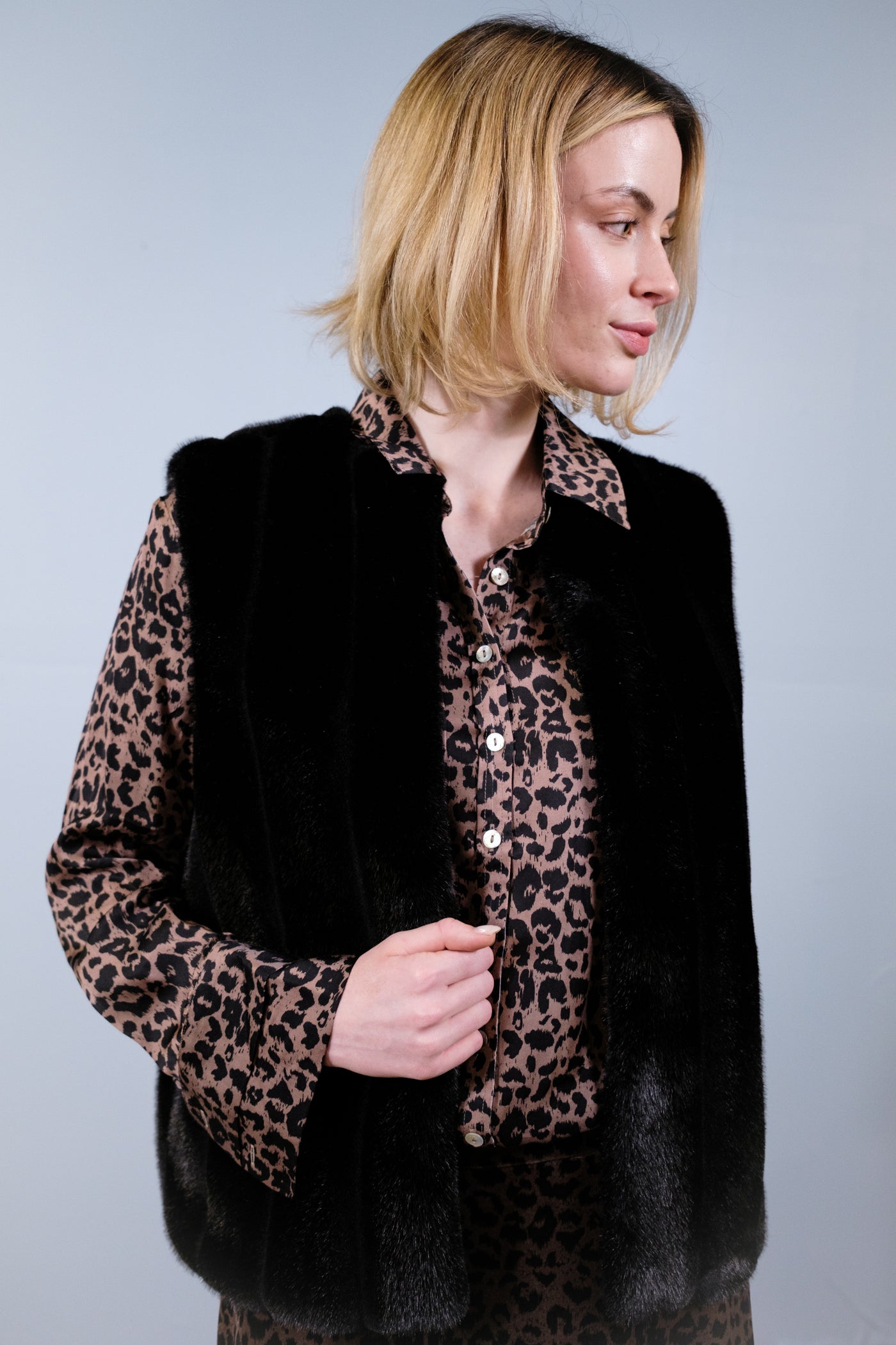 The Josie Faux Fur Vest | Black