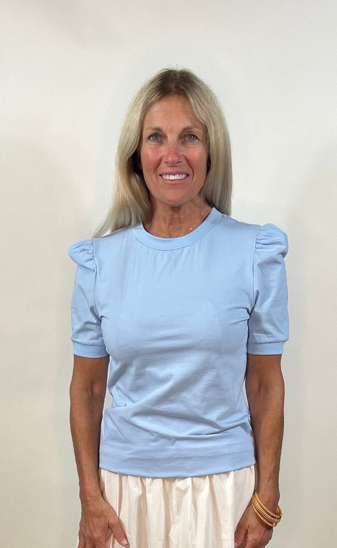 The Blair Puff Sleeve Tee | Sky