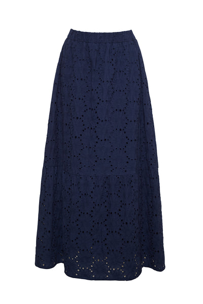 The Charlotte Eyelet Skirt | Navy Sample