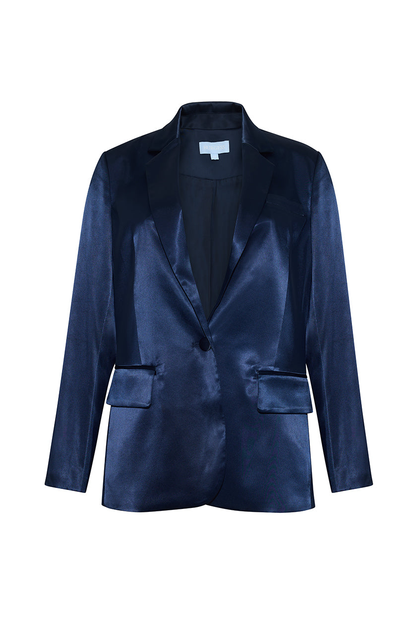 The Margot Satin Blazer | Navy